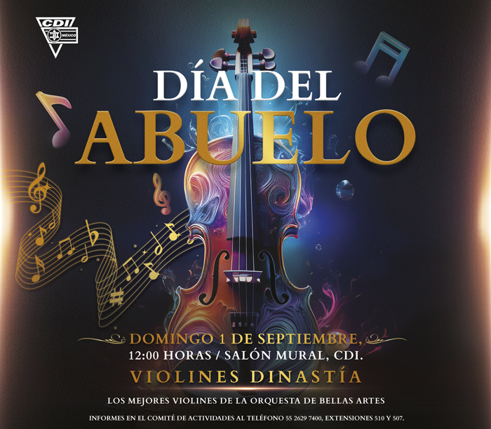 Día del abuelo invitación violines dinastía